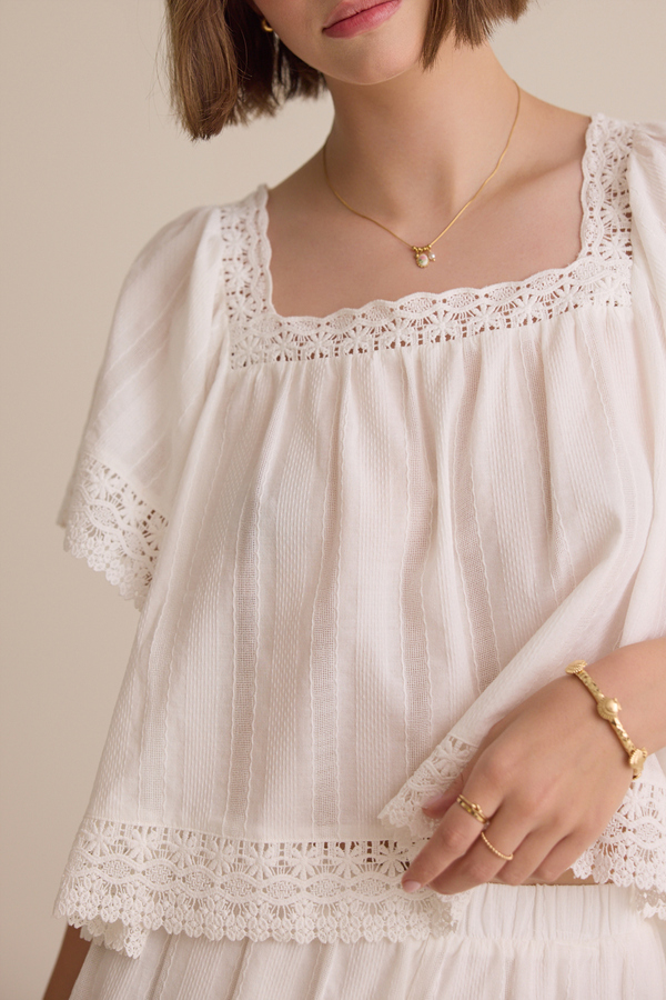 Isolde Lace Baby Doll Top Detail 2 - Altar'd State