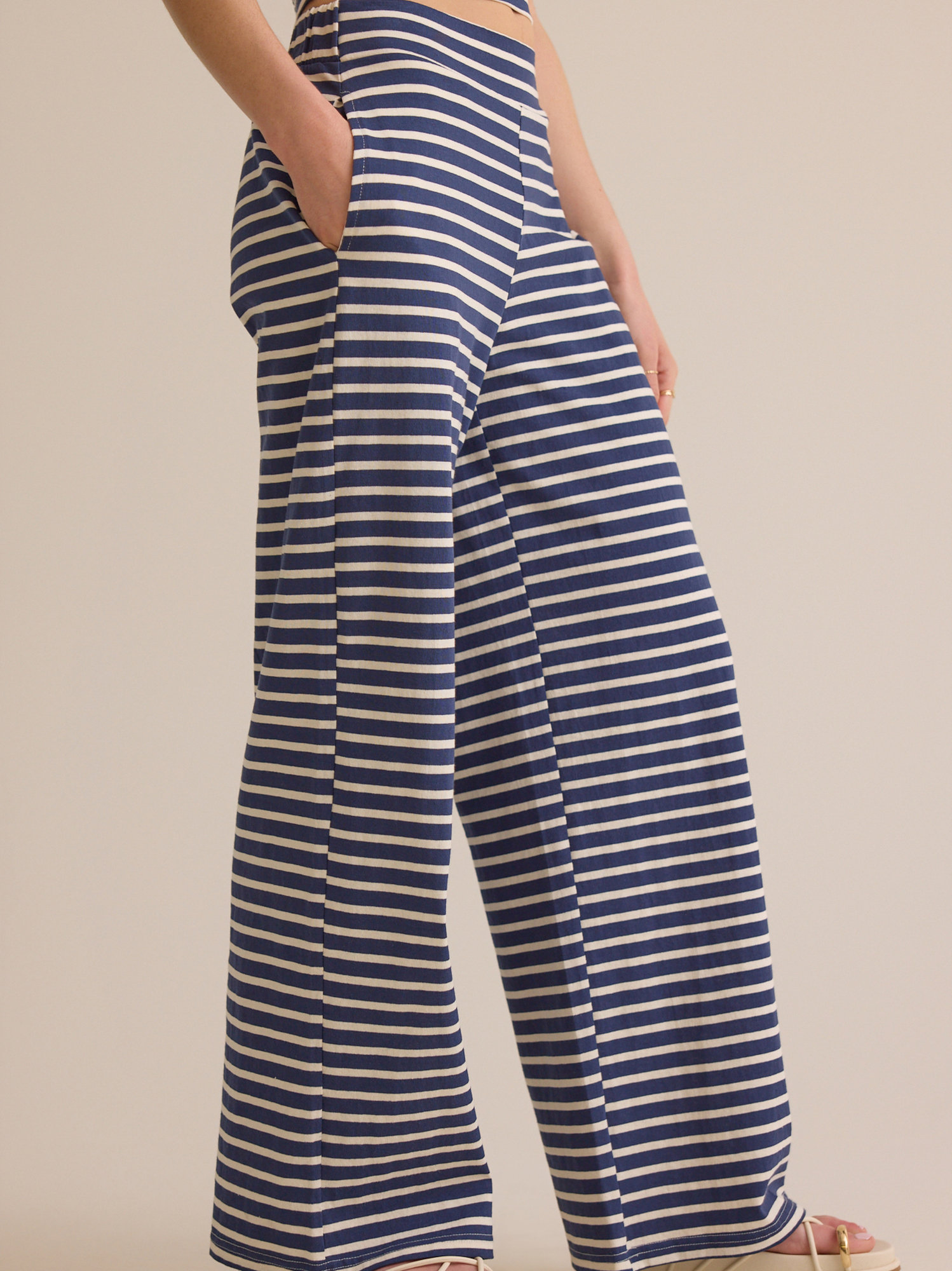 Poppy Stripe Lounge Pants in White & Navy | Altar'd State