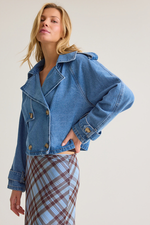 Margot Cropped Denim Trench - Altar'd State