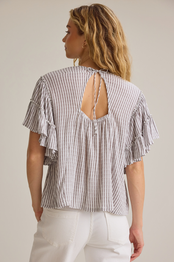Rebecca Striped Ruffle Top Detail 5 - Altar'd State