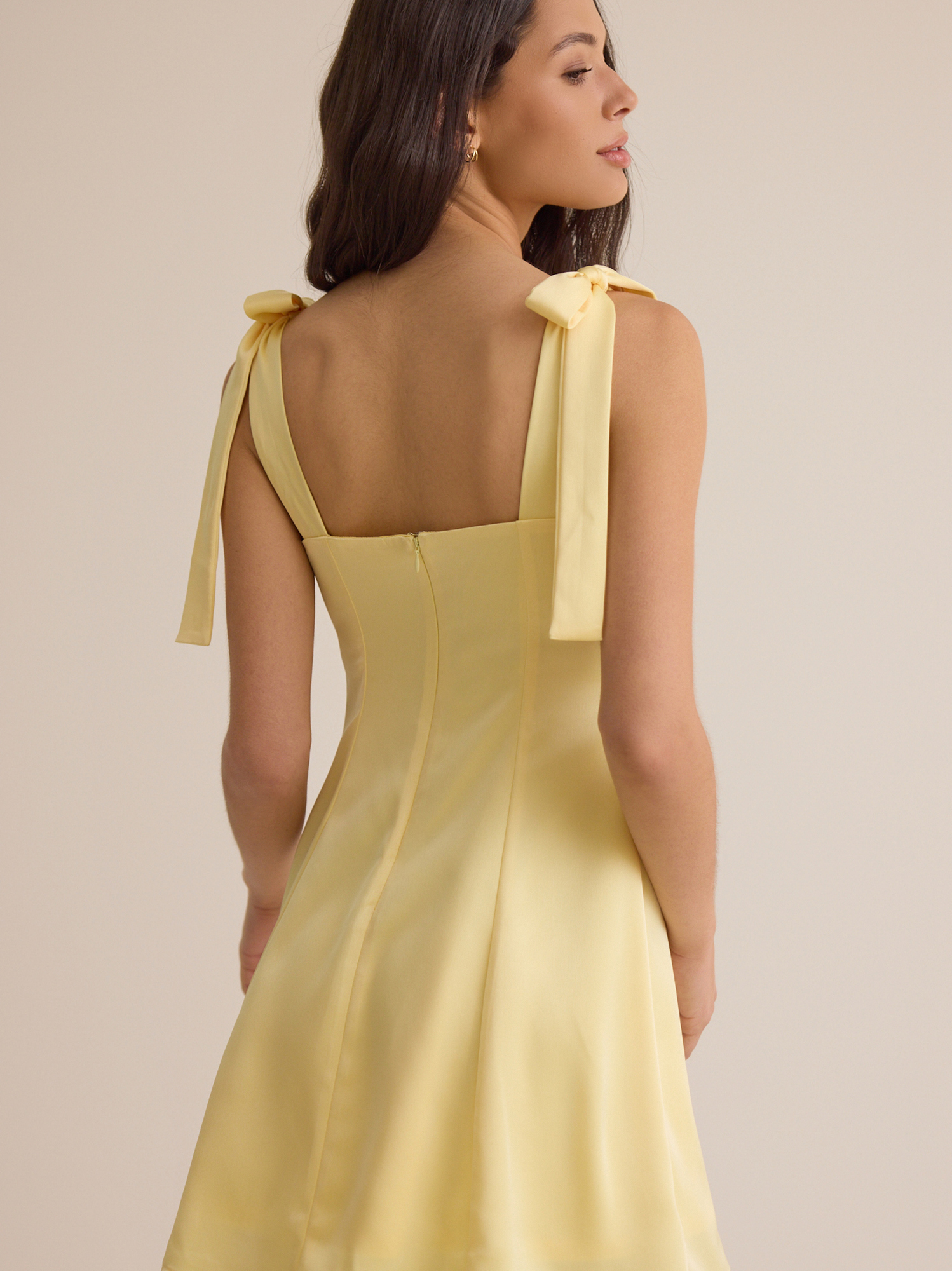 Posie Satin Mini Dress in Yellow | Altar'd State