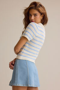 Bowie Stripe Knit Polo Detail 2 - Altar'd State