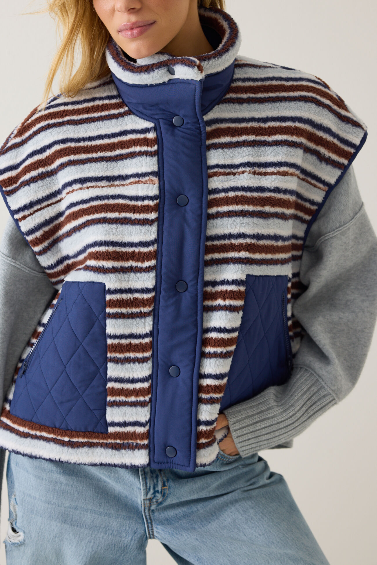 Marlow Stripe Sherpa Vest