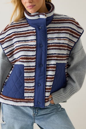 Marlow Stripe Sherpa Vest - Altar'd State - 