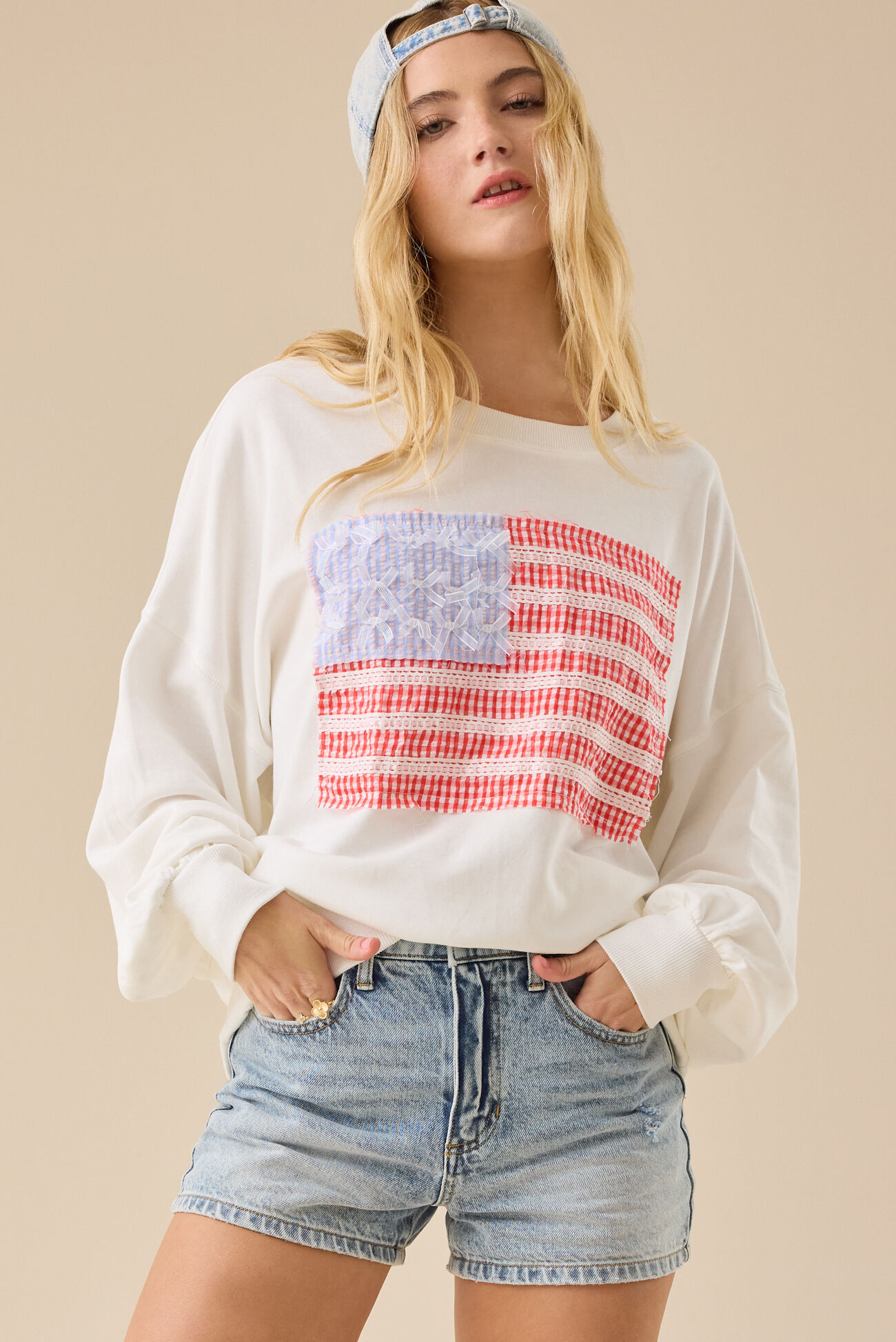 Embroidered Flag Sweatshirt