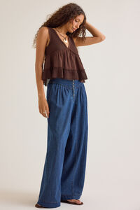 Andy High-Rise Button Front Boho Pant Detail 4 - Altar'd State