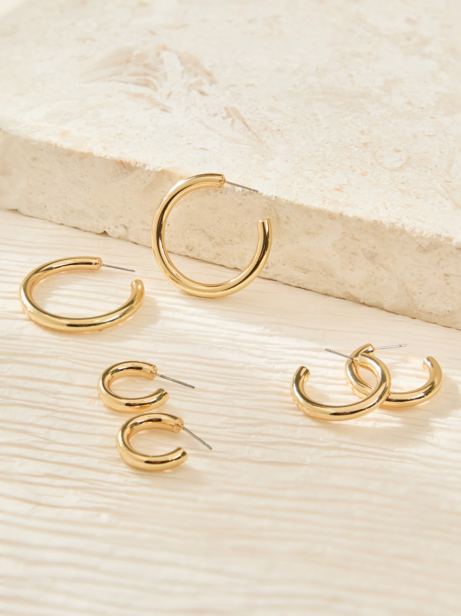 18k Gold Dipped Hoop Pack in 18k Gold | Altar'd State