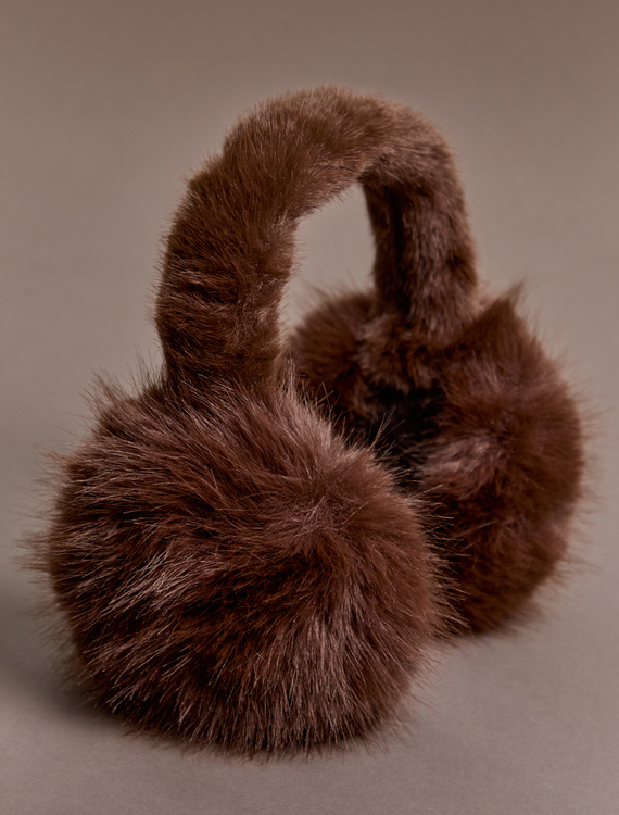Chestnut Fur Ear Muffs Detail 1 - Altar'd State