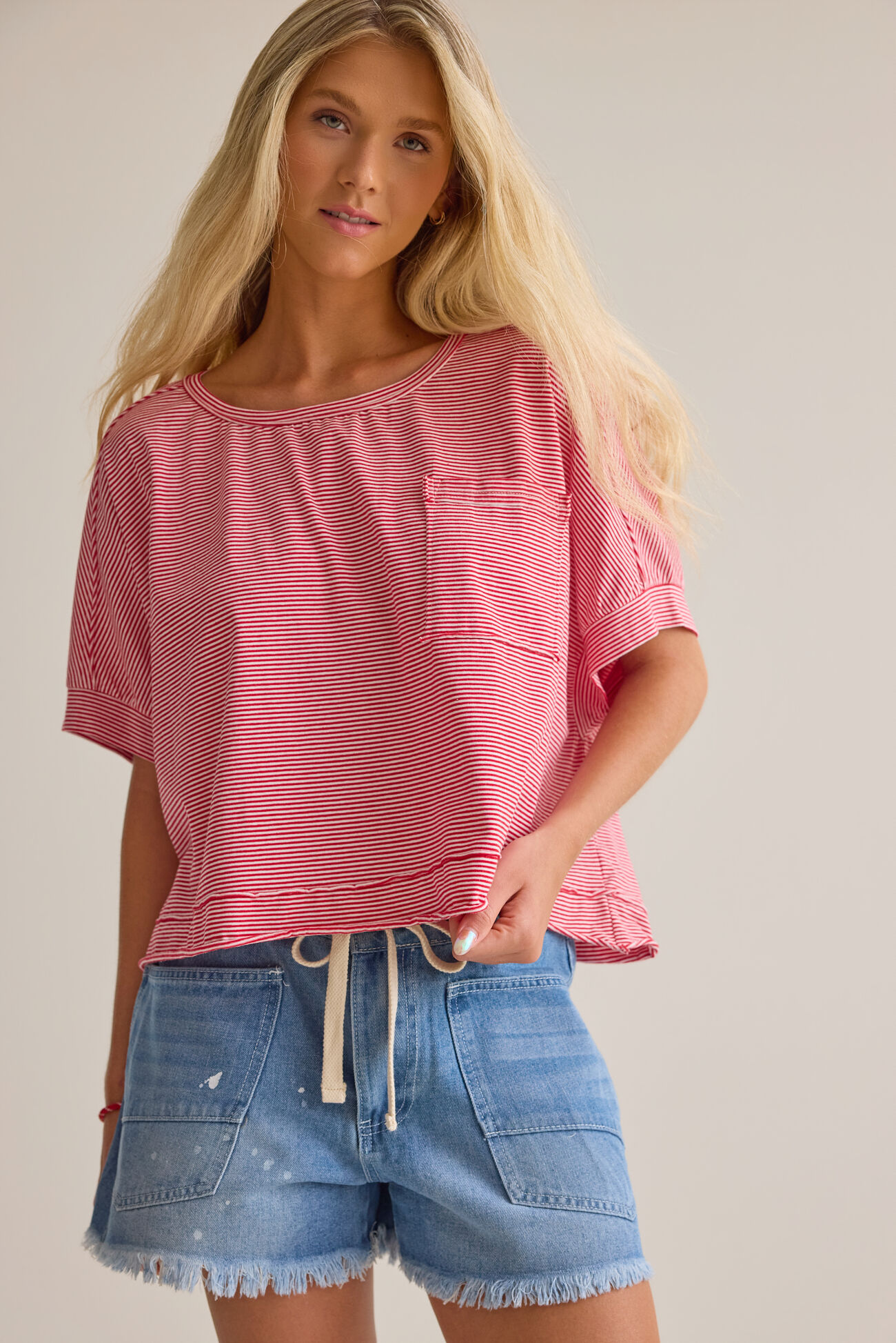 Abigail Stripe Cropped Tee