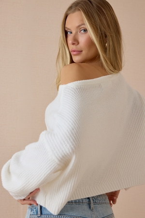 Chandler Ribbed Boatneck Crop Sweater - Altar'd State - 