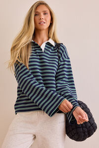 Captains Stripe Boxy Polo - Altar'd State