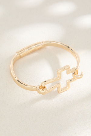 Hammered Open Cross Hinge Bracelet - Altar'd State - 