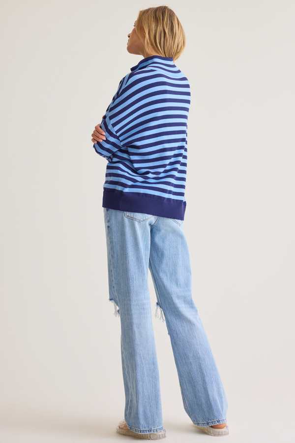 Elsie Stripe Quarter Zip Pullover Detail 6 - Altar'd State