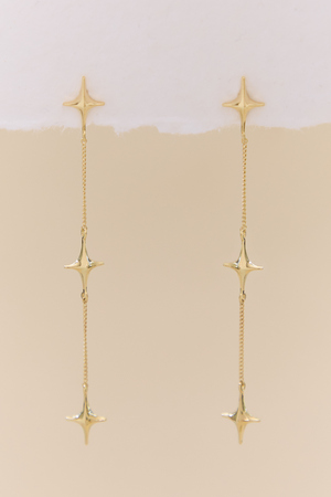 18K Gold Starburst Linear Dangle Earrings - Altar'd State - 