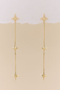 18K Gold Starburst Linear Dangle Earrings Detail 3 - Altar'd State