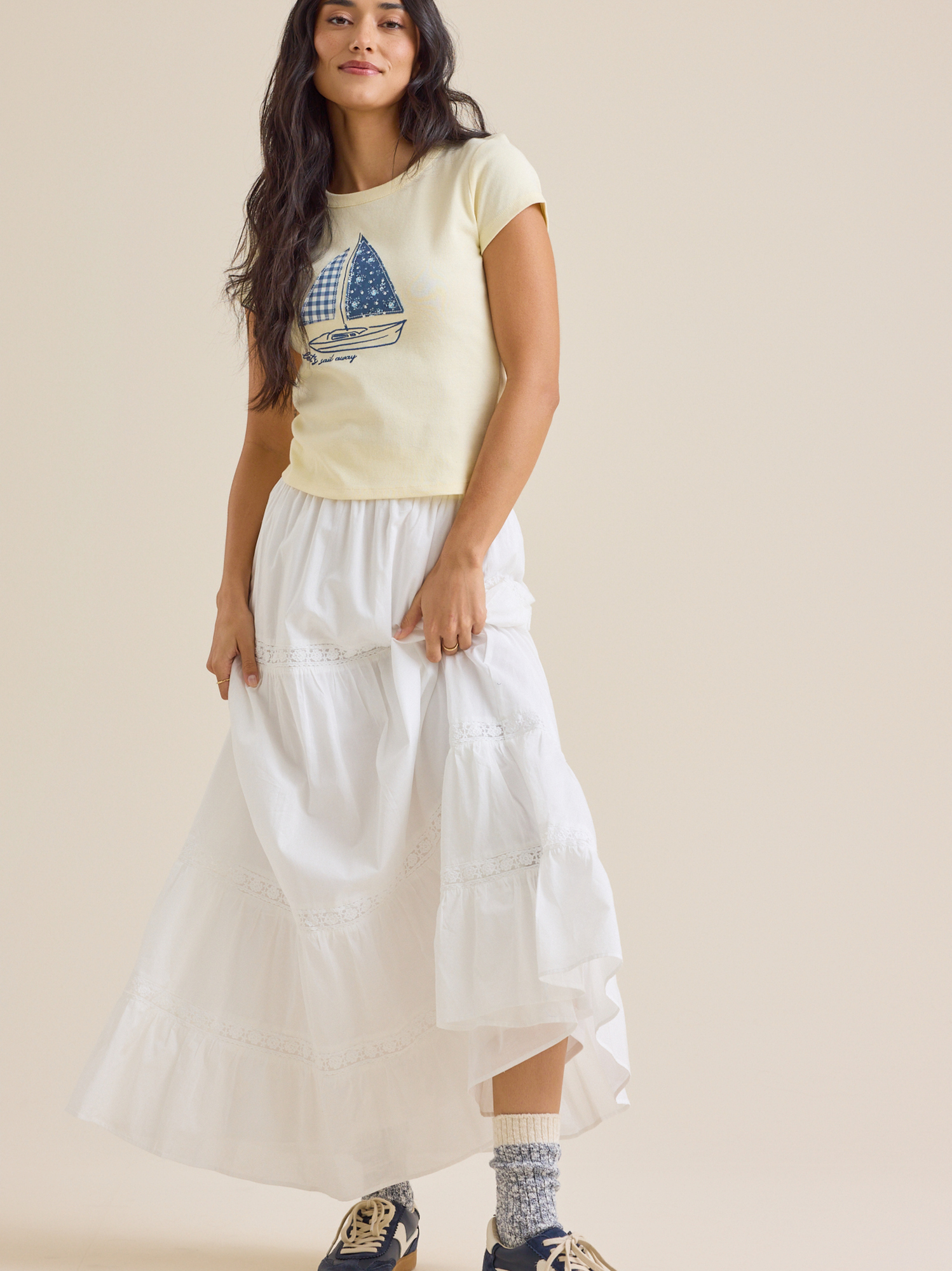 Adalyn Maxi Skirt in White | Altar'd State