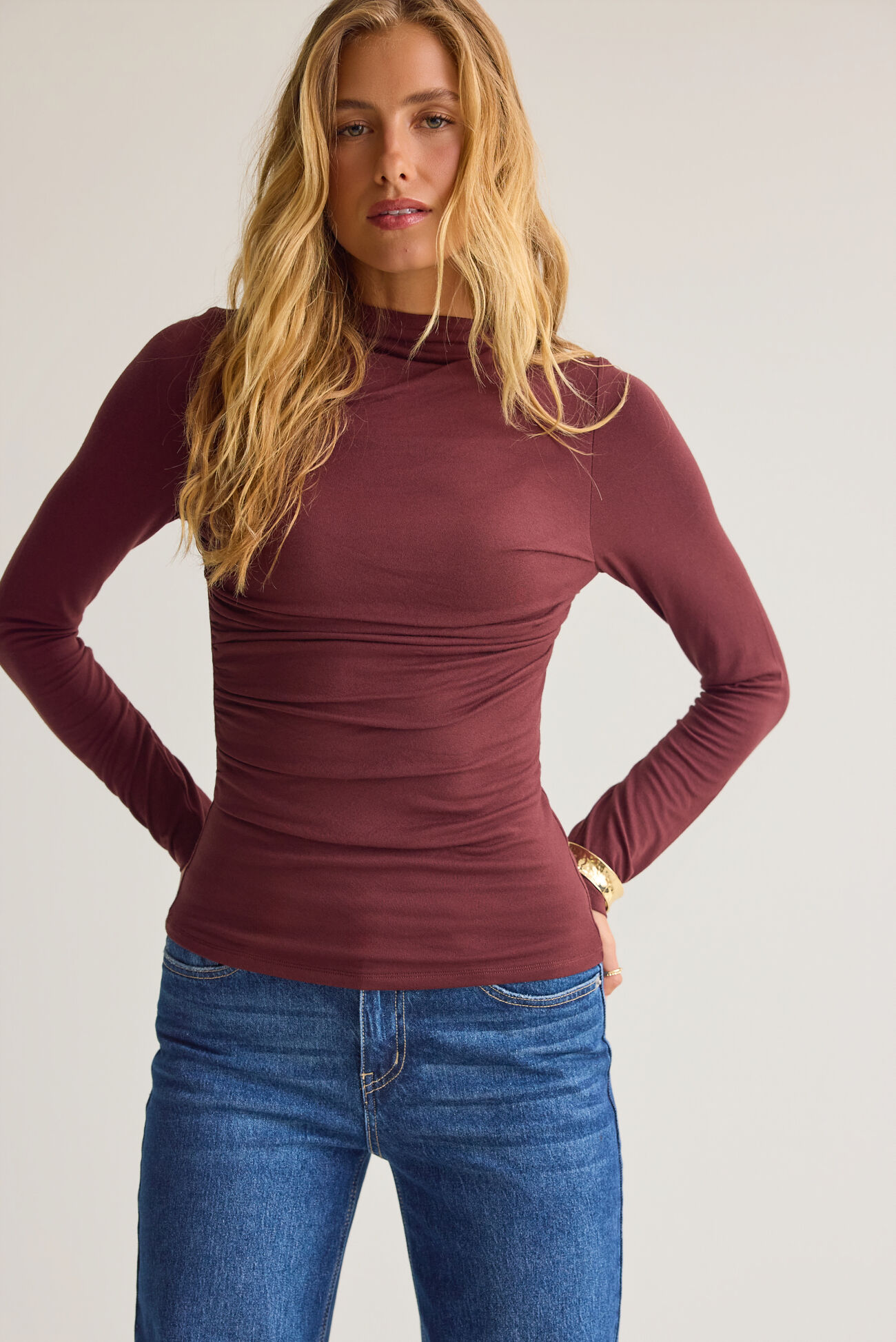 Kenny Ruched Long Sleeve Top