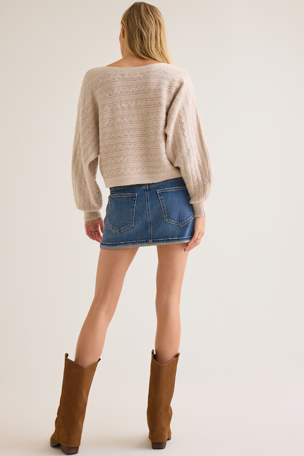 Heather Cable Knit Sweater Detail 4 - Altar'd State