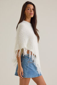 Shyla Eyelash Fringe Hem Poncho Detail 5 - Altar'd State