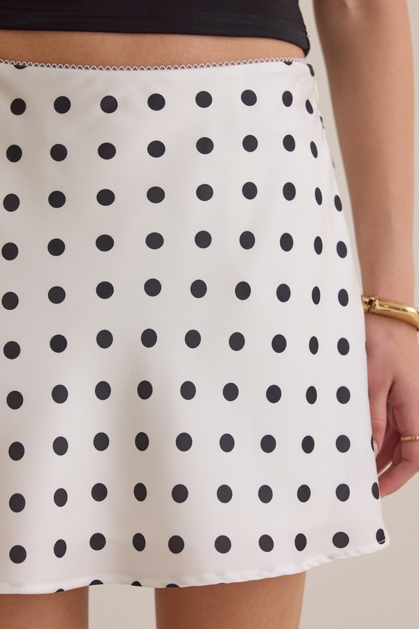 Maeve Polka Dot Satin Mini Skirt Detail 2 - Altar'd State