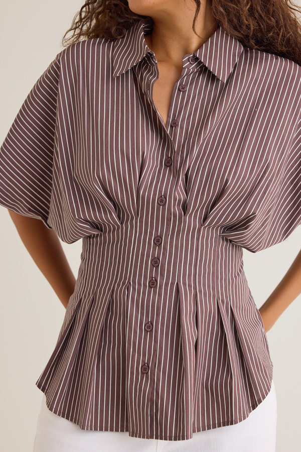 Alexis Stripe Pleated Top Detail 3 - Altar'd State