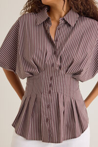 Alexis Stripe Pleated Top Detail 3 - Altar'd State