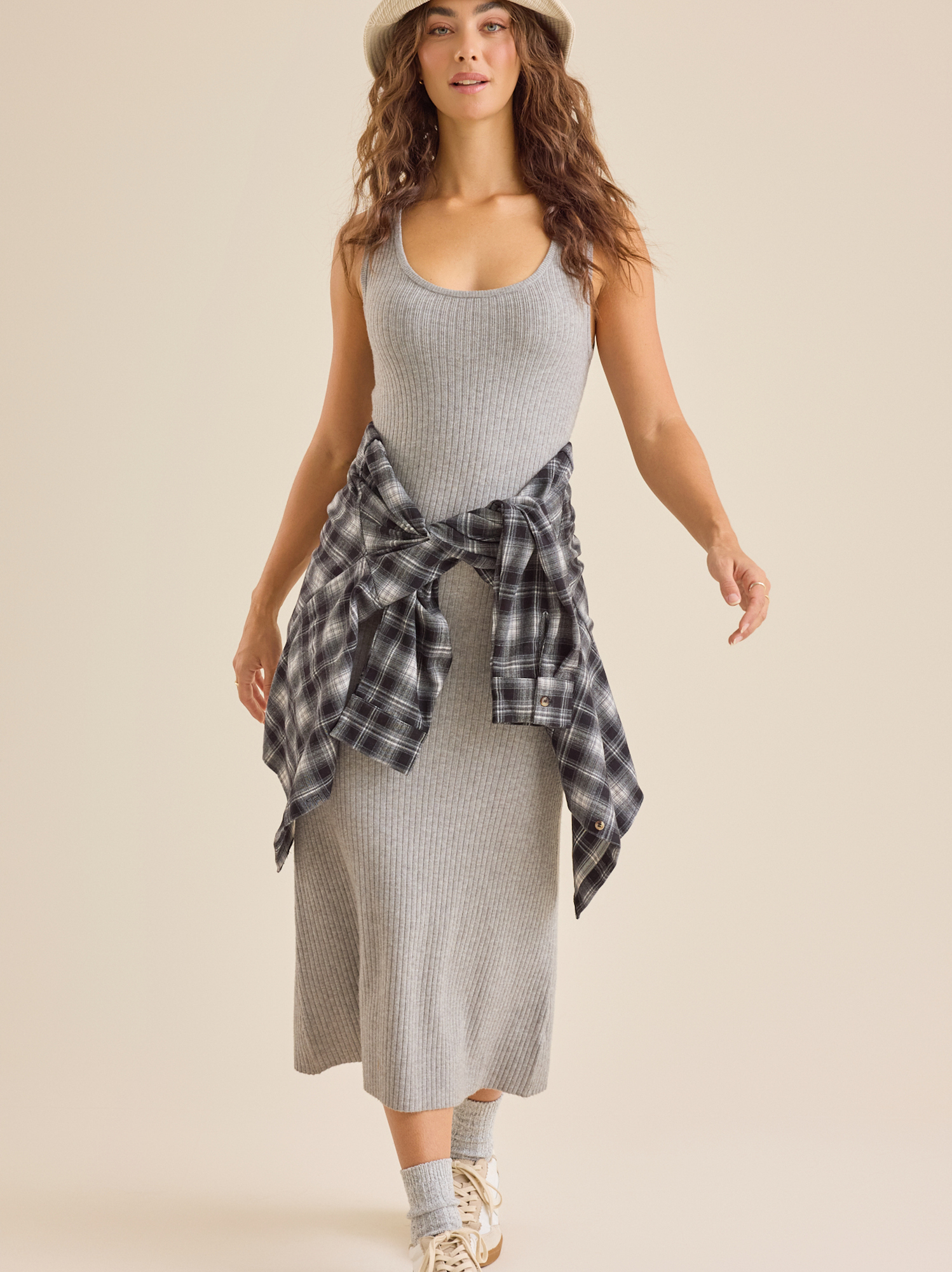 Morgan Sleeveless Maxi Sweater Dress in Heather Grey | Altar'd State
