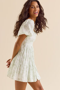 Alesia Mini Dress in Ivory & Sage | Altar'd State