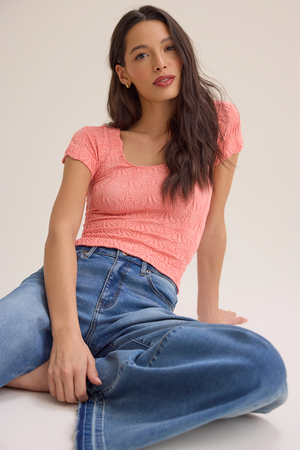 Blaire Short Sleeve Seamless Floral Tee - Altar'd State - 