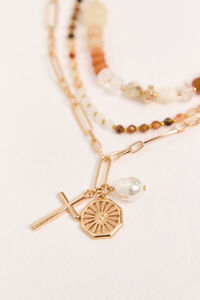 Chloe Beaded Layered Sun and Pearl Necklace Detail 2 - Altar'd State