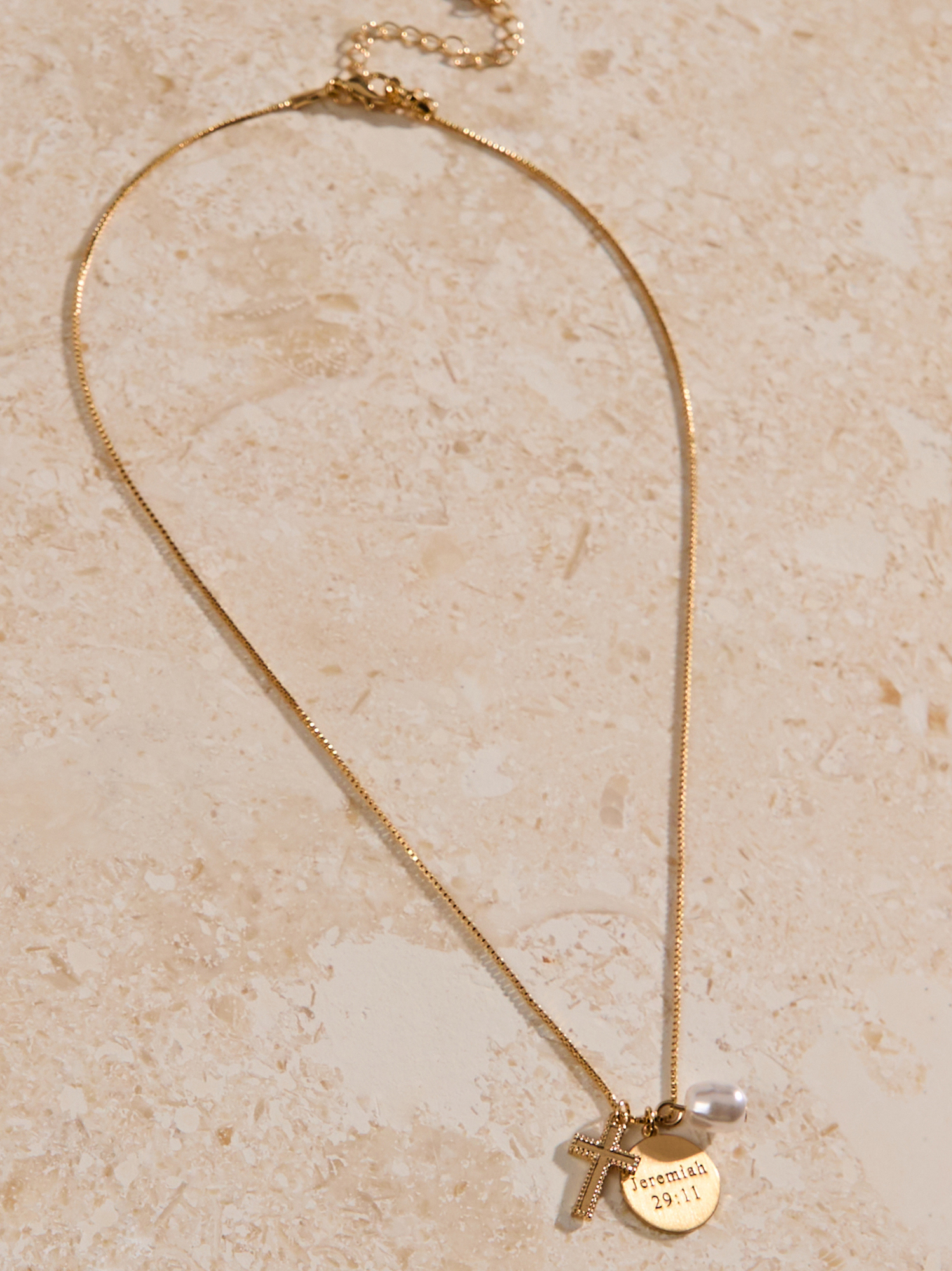 Jeremiah 29:11 Cross Necklace in Gold | Altar'd State