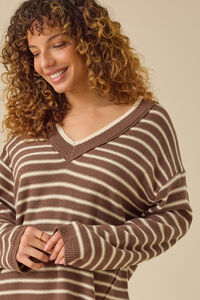 Talia Striped V-Neck Sweater Detail 2 - Altar'd State