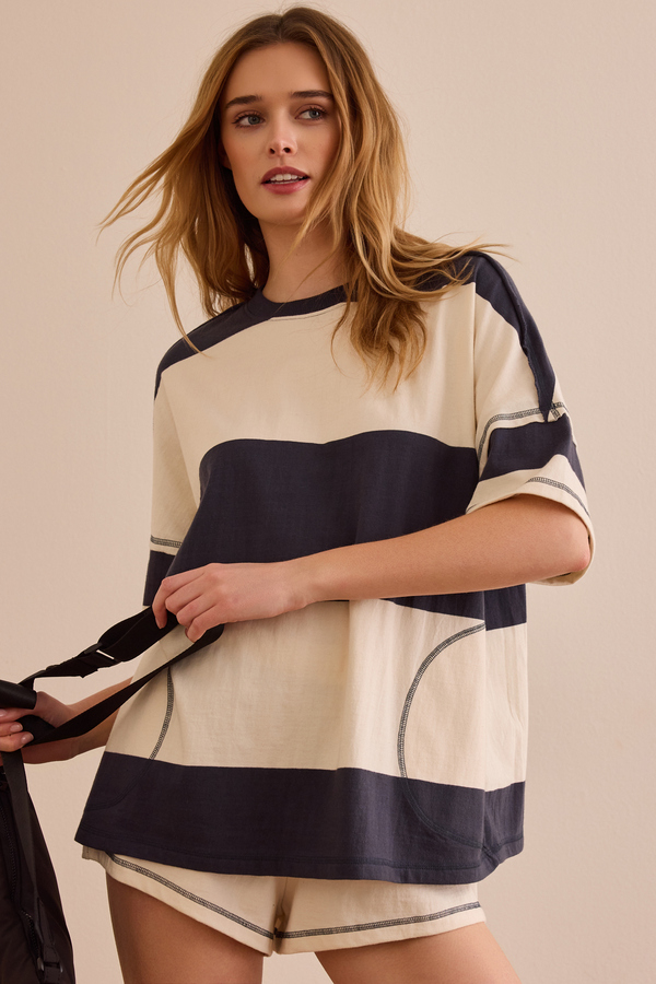 Riviera Stripe Tee Detail 2 - Altar'd State