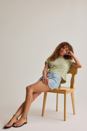 Demi Slub Roll Sleeve Tee - Altar'd State - 