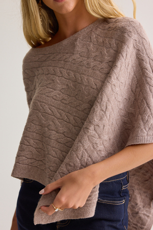 Constance Cable Knit Poncho - Altar'd State - 