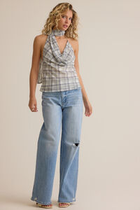 Collins Plaid Scarf Tank Detail 2 - Altar'd State