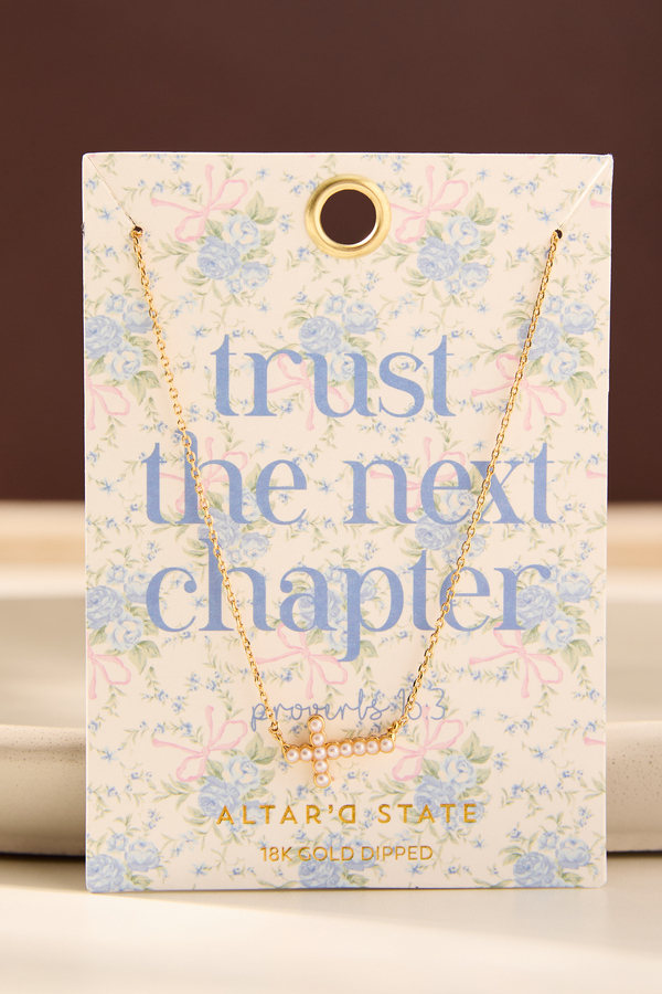 Trust The Next Chapter Pearl Cross Necklace - Altar'd State