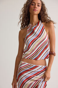 Hutton Striped Halter Top Detail 2 - Altar'd State