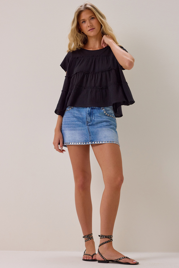 Felicity Tiered Babydoll Top Detail 3 - Altar'd State
