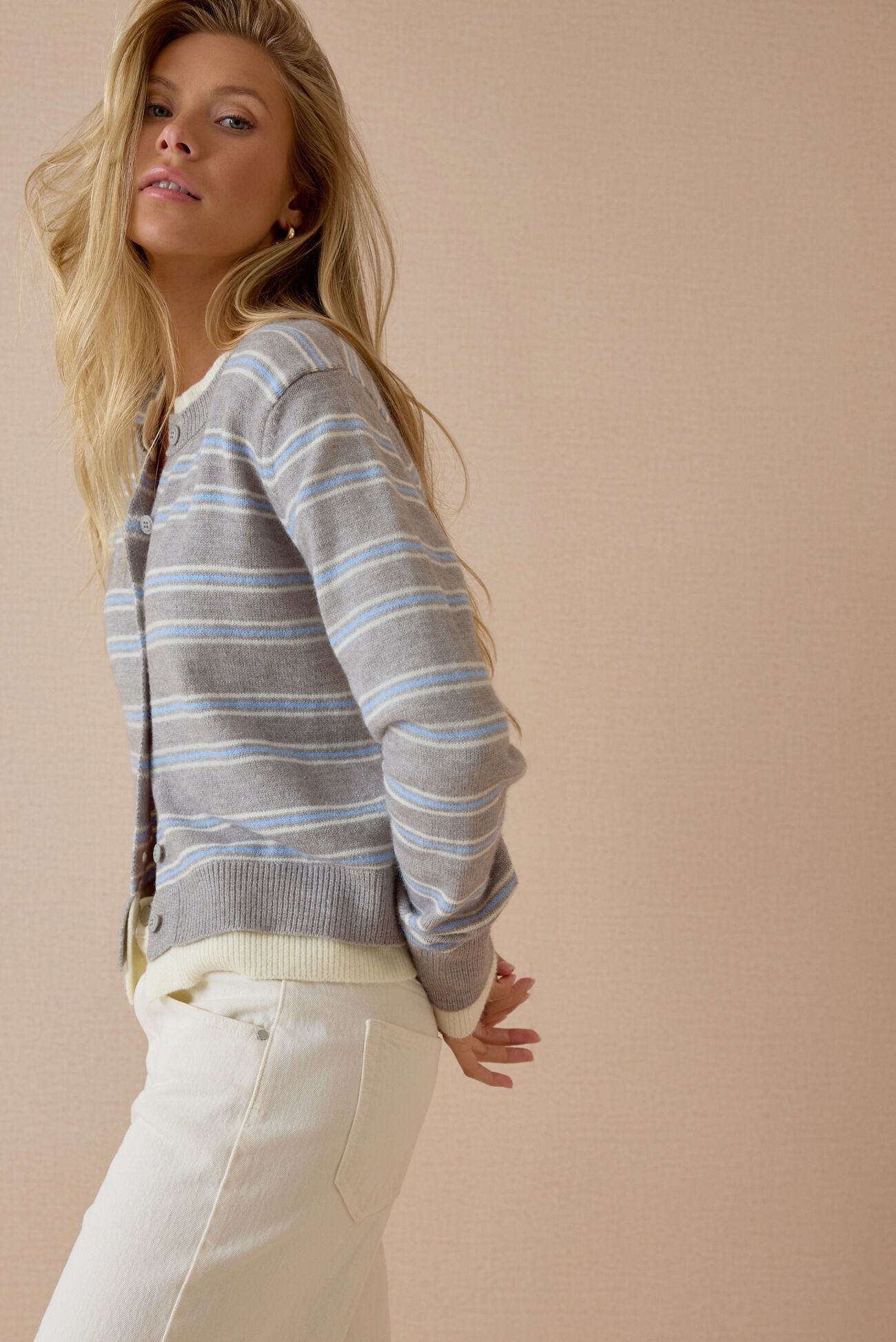 Lennox Stripe Button Up Cardigan