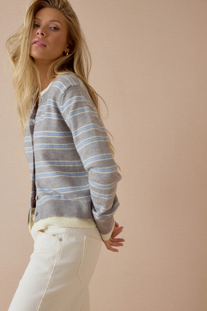 Lennox Stripe Button Up Cardigan - Altar'd State - 