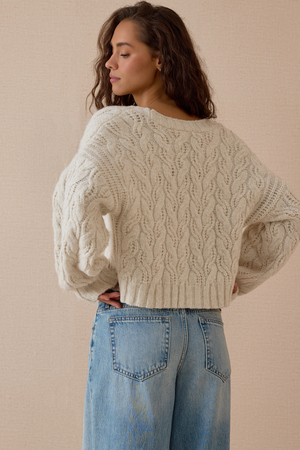 Greer Button Up V-Neck Sweater - Altar'd State