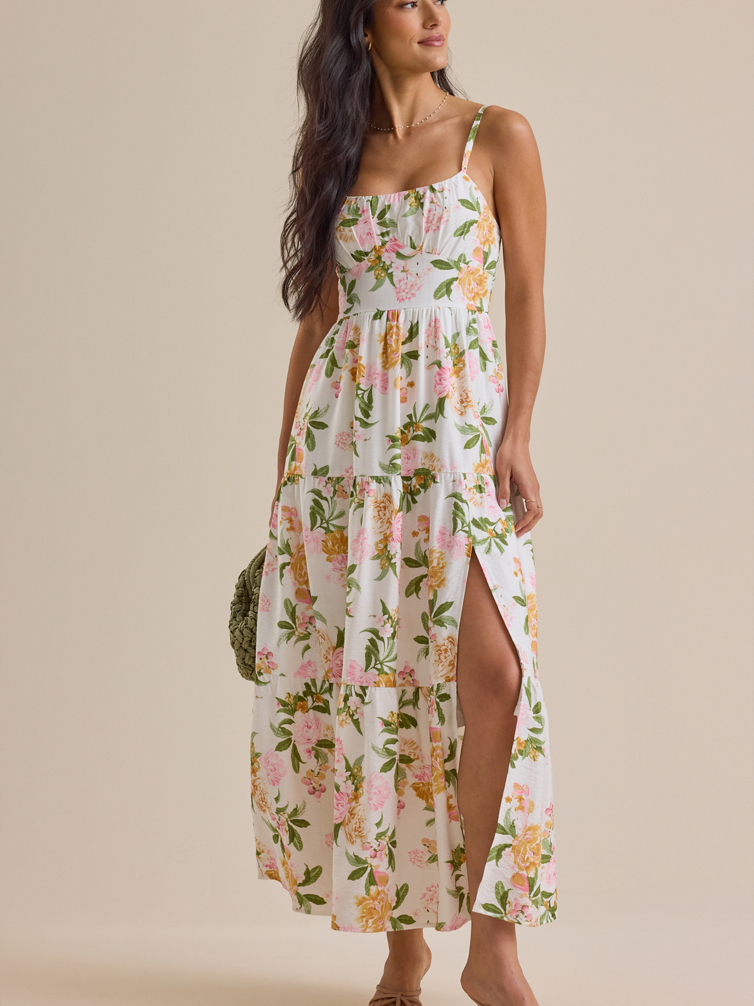 v neck summer maxi dress V-Neck Sleeveless Split Floral Maxi Dress Red / L
