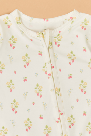 Sadie Strawberries Ruffle Footie - Altar'd State - 