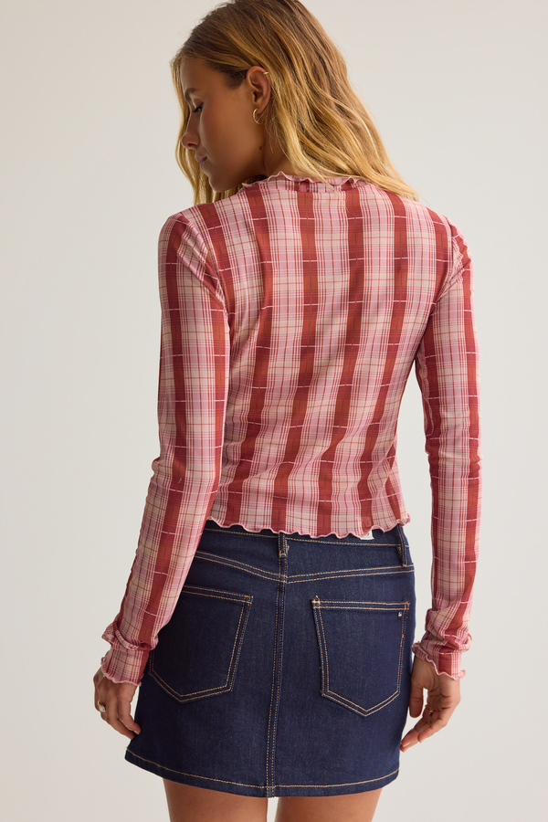 Darcy Mesh Plaid Top Detail 5 - Altar'd State