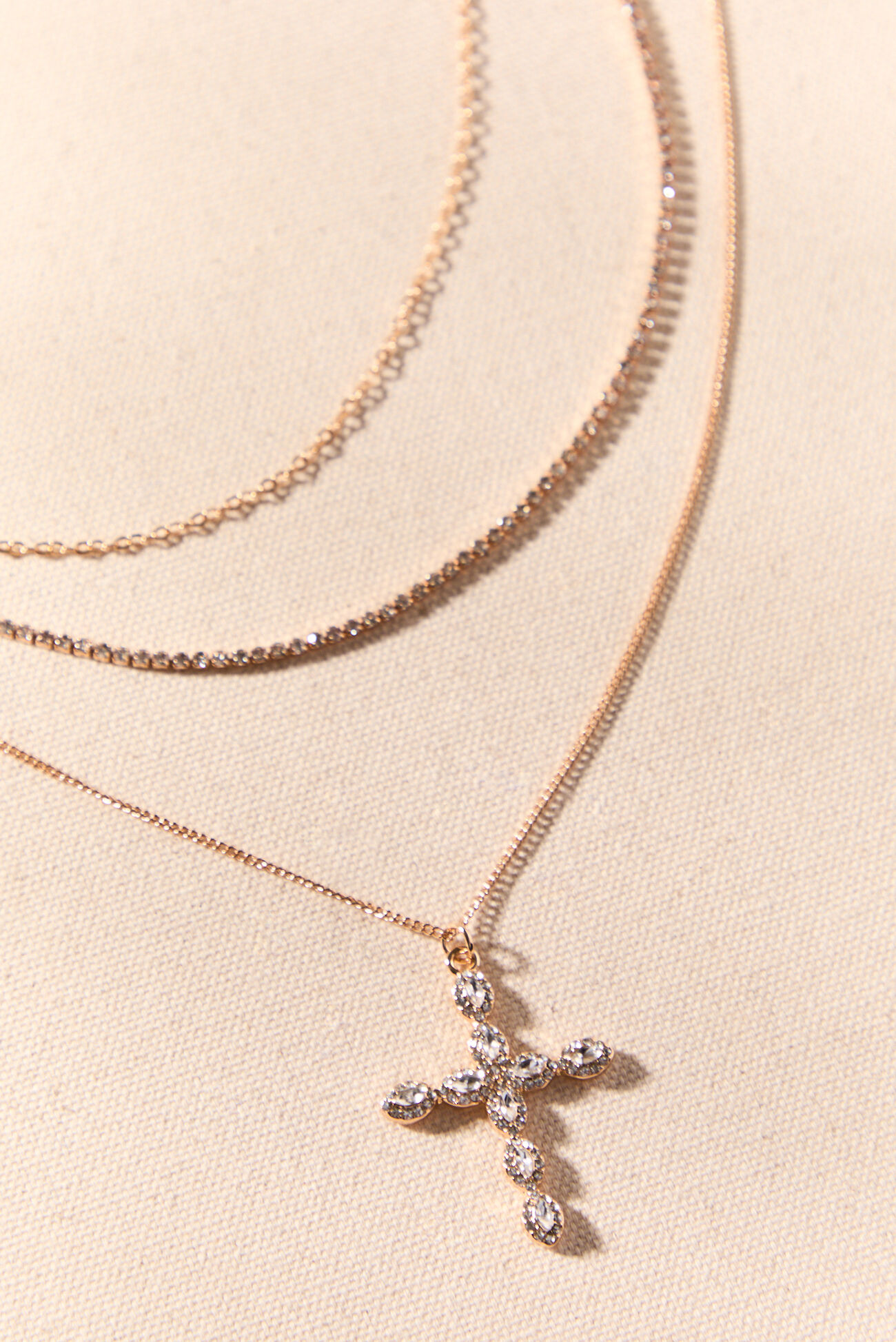 Layered Glitz Cross Tennis Necklace