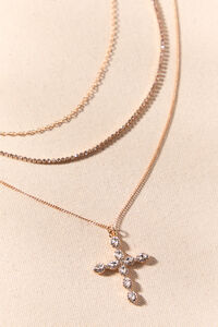 Layered Glitz Cross Tennis Necklace Detail 3 - Altar'd State