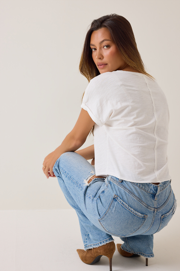 Demi Slub Roll Sleeve Tee Detail 4 - Altar'd State
