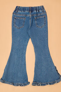 Jilly Dark Wash Ruffle Flare Jeans Detail 4 - Altar'd State