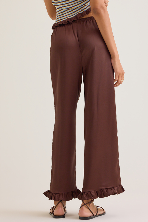 Camille Satin Ruffle Hem Pull-On Pants Detail 5 - Altar'd State
